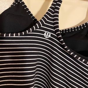 Lululemon Power Y tank. EUC. Black and white stripe